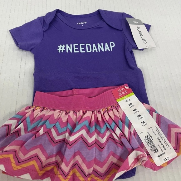 Lot Of 3 NB Baby girl Outfits‎ Okie Dokie & Carters Summer NWT - Picture 6 of 13